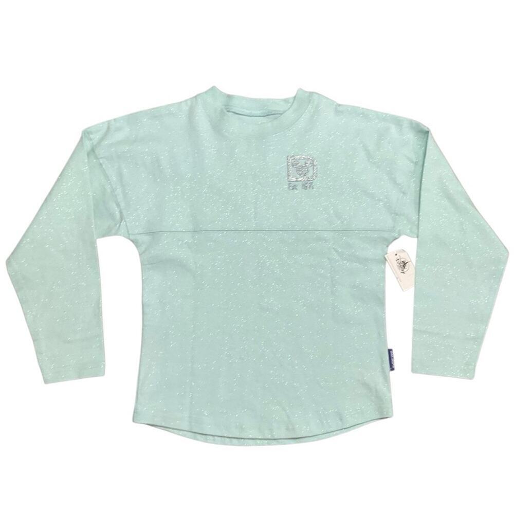 Disney Parks Girl’s Spirit Jersey Sparkle Mint Green Long Sleeve Size XS NWT